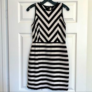 Ann Taylor - Size 6 - Black & White Striped Dress